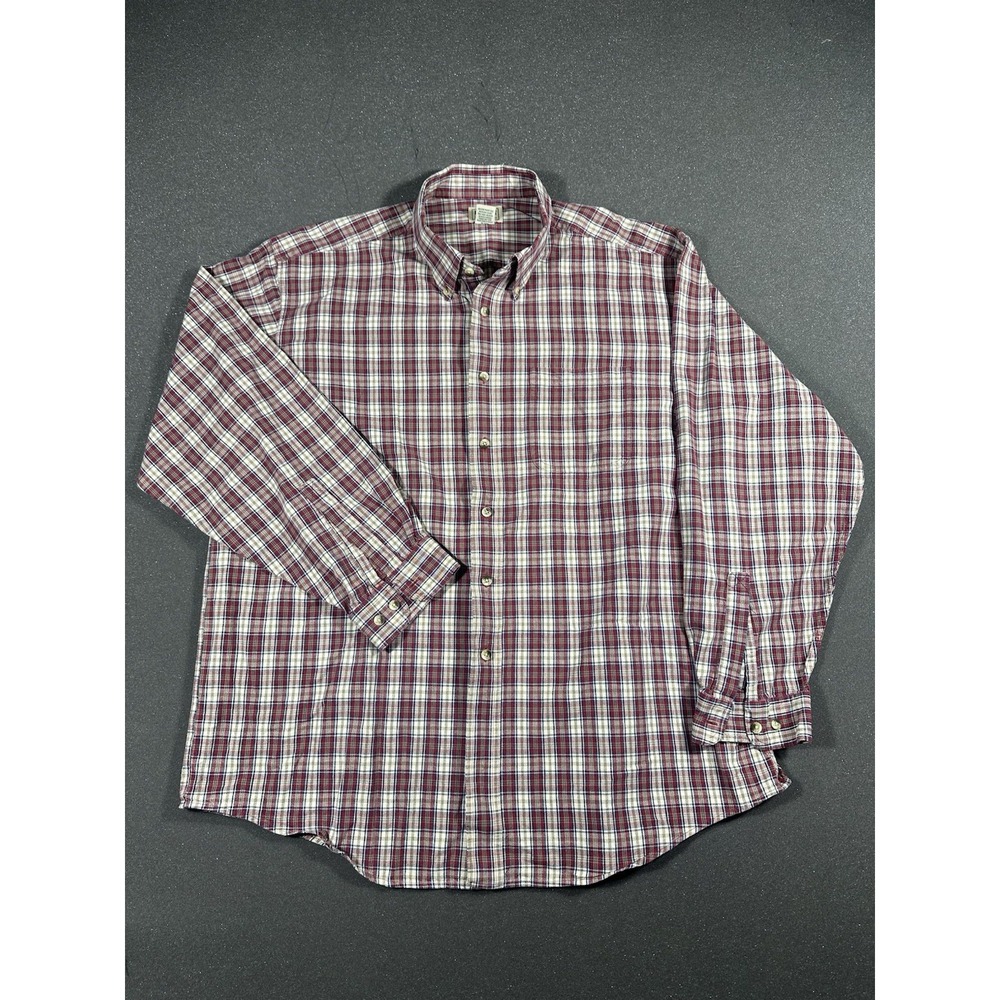 LL Bean Men's Red Plaid Long Sleev Button Down XL-Reg